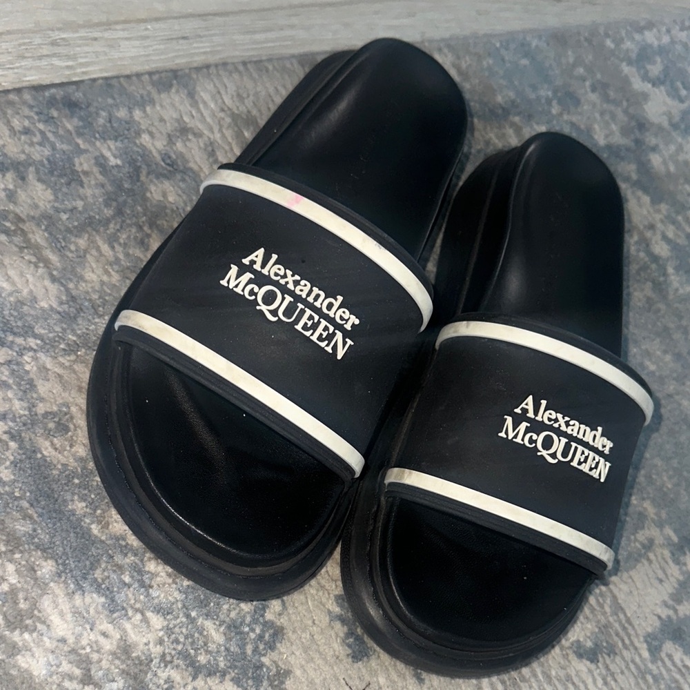Alexander McQueen Black and White Slides Authentic